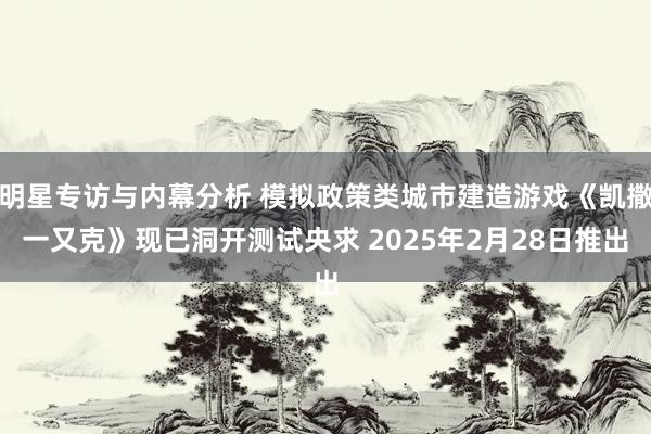 明星专访与内幕分析 模拟政策类城市建造游戏《凯撒一又克》现已洞开测试央求 2025年2月28日推出