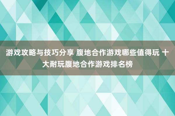 游戏攻略与技巧分享 腹地合作游戏哪些值得玩 十大耐玩腹地合作游戏排名榜