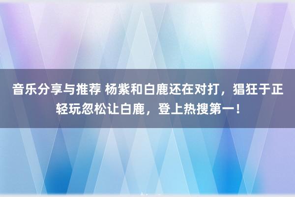 音乐分享与推荐 杨紫和白鹿还在对打，猖狂于正轻玩忽松让白鹿，登上热搜第一！