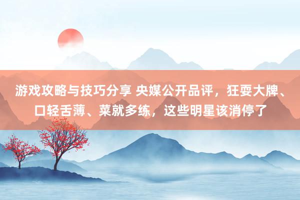 游戏攻略与技巧分享 央媒公开品评，狂耍大牌、口轻舌薄、菜就多练，这些明星该消停了