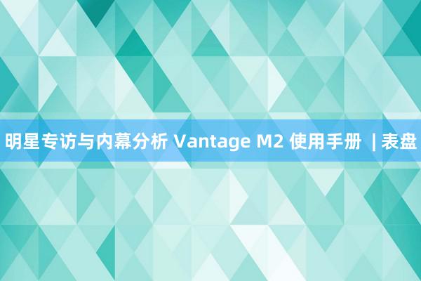 明星专访与内幕分析 Vantage M2 使用手册  | 表盘